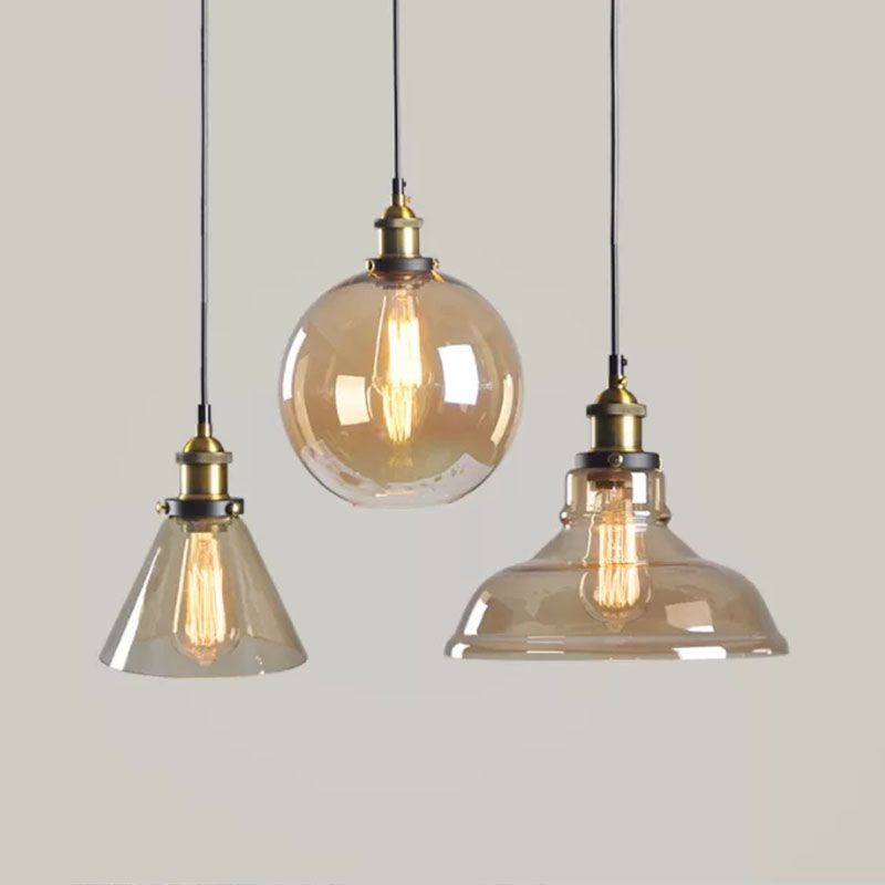 Luci a sospensione geometrica a 1 luce Luce sospesa industriale con tonalità di vetro