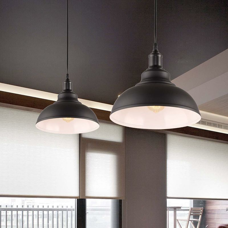 Metall Black Hanging Leuchte Schüssel 1 Kopf Industriedecke Anhängerlampe mit Plug-in-Kabel