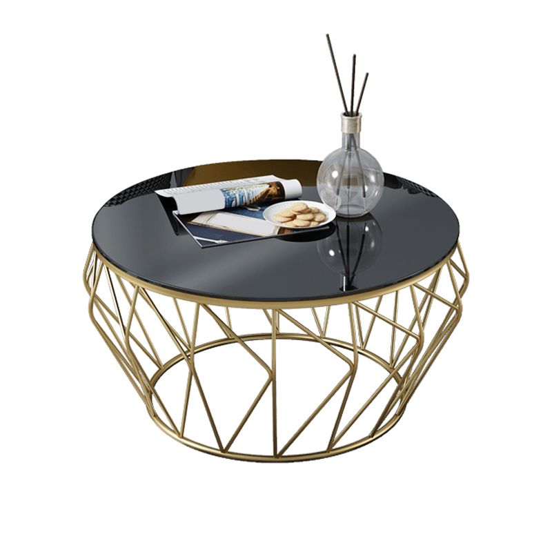 Frame Modern Simple Cocktail Table Round Glass Top Coffee Table - 17.72" H