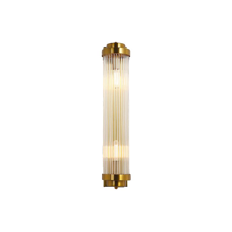 Gold 2-Light Wall Light in Modern Luxury Style Cylindrical Crystal Wall Lamp for Bedroom