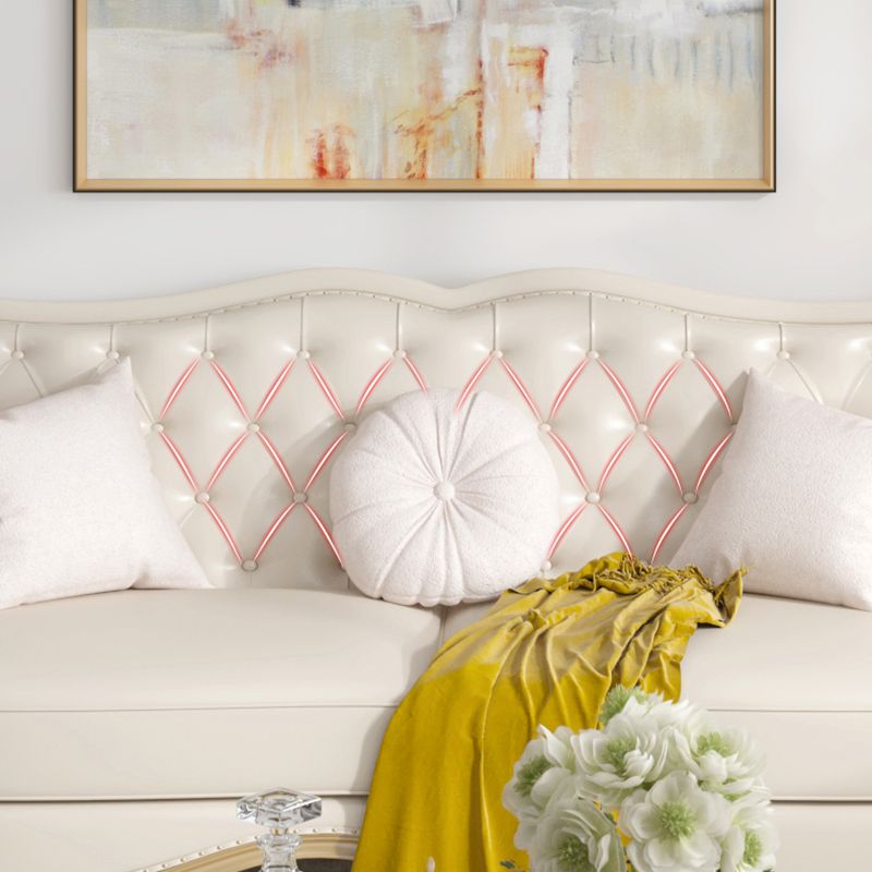 Traditional Genuine Leather Sectional Tufted Back Sloped Arm Sectional