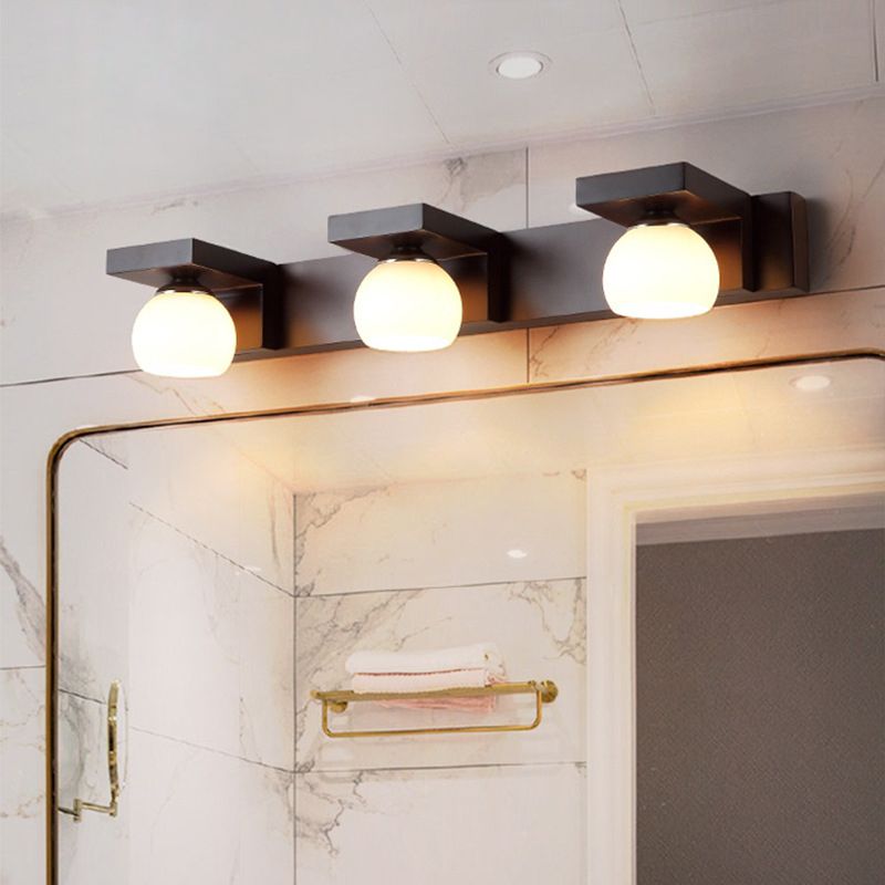 Walnut Brown Mirror Cabinet Wall Sconce Down Lighting Vanity Fixtures for Bathroom