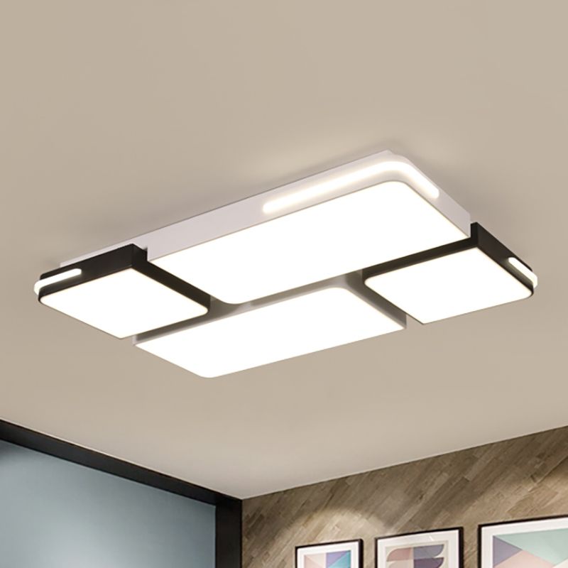 Square/Rectangle Acrylic Flush Pendant Light Contemporary 21.5"/37.5" Width LED White Flush Mount Lighting in White/Warm Lighting