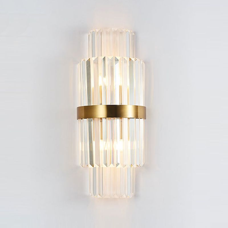 Crystal Half-Cylinder Shape Wall Light Modern Style 2 Lights Wall Light Sconce
