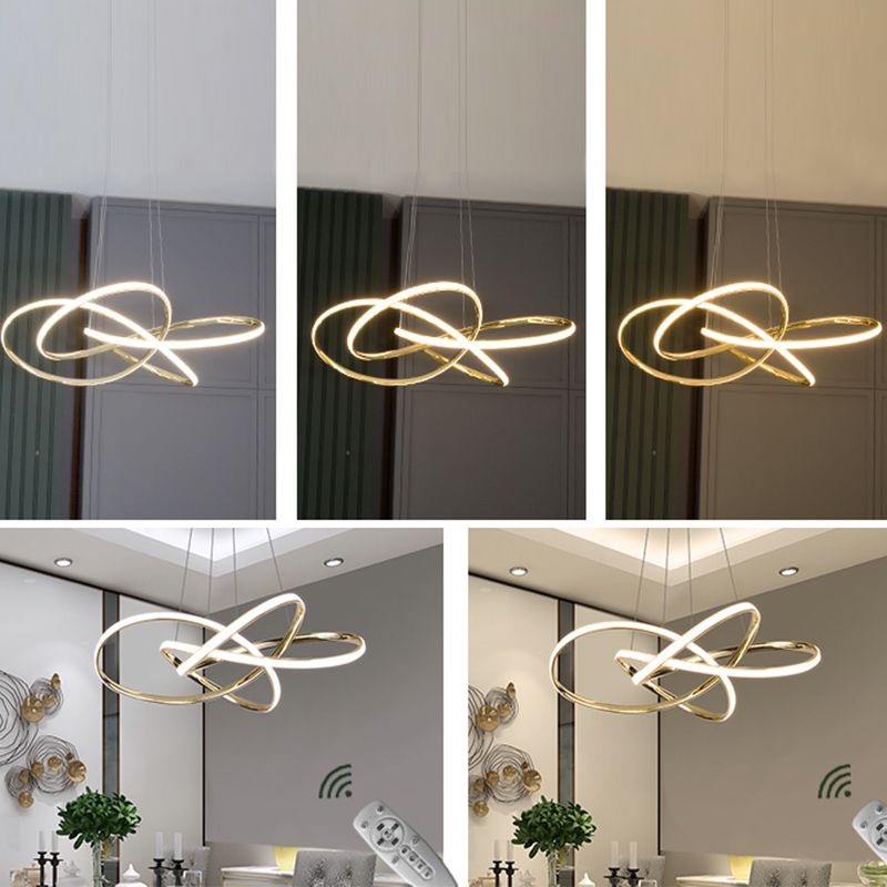 Goldplattiertes kreiser Anhänger Kronleuchter minimalistischer Metall -LED -Federung für das Restaurant