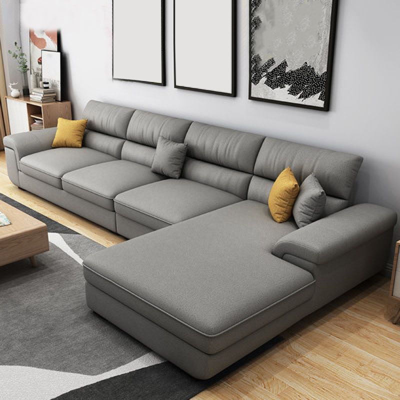 Modern Reversible Chaise Sectionals with Pillows Flared Arm Sectionals for Living Room