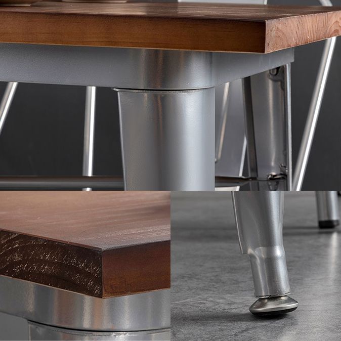 Industrial Style Solid Wood Dining Set with Metal 4 Legs Fixed Table Dinette Set for Restaurant