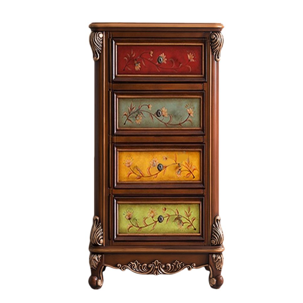 Traditional Wooden Storage Chest Bedroom Vertical Chest with Drawers
