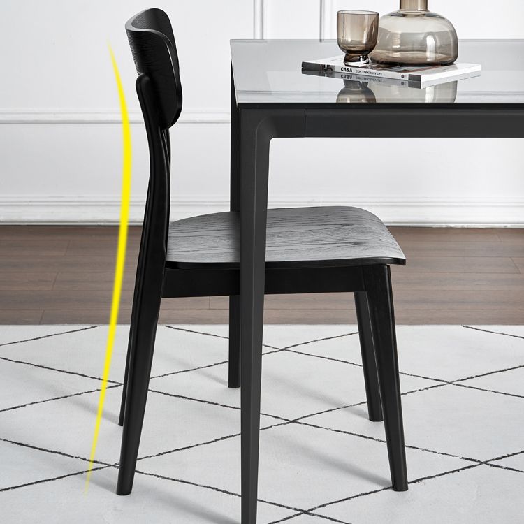 Silla de madera de roble de estilo industrial, sillas de cocina con respaldo abierto (juego de 2)