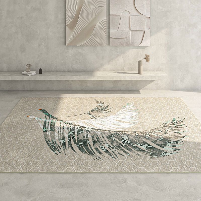 Beige moderne binnenvleed tapijten polyester vlinderdapperig wasbaar vloerkleed voor woningdecoratie