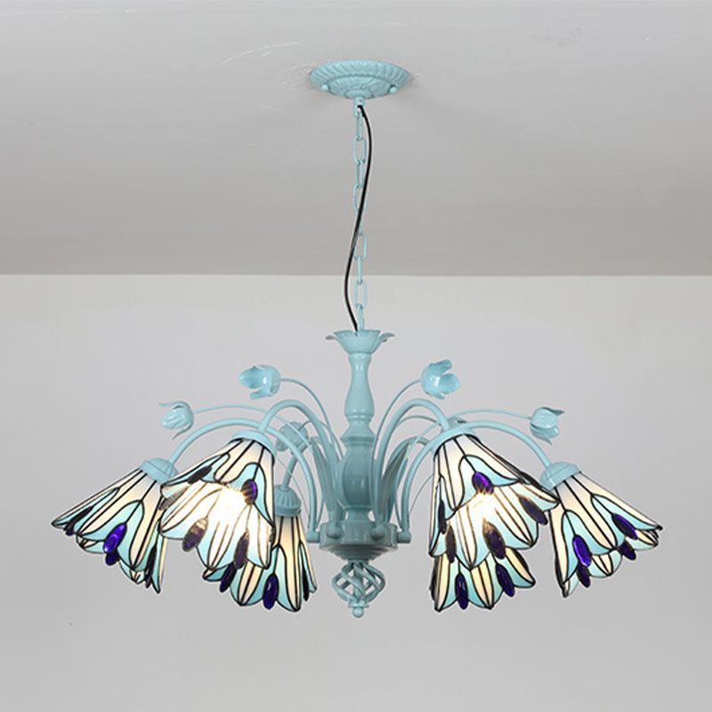 Pendant Conical Chandelier Lumière 3/6/8 LUMIÈRES TOLÉS VOIE BAROQUE MOTE DE LAMPE PROSIBLE EN BLEU / BLEU DARK POUR LE SOIR