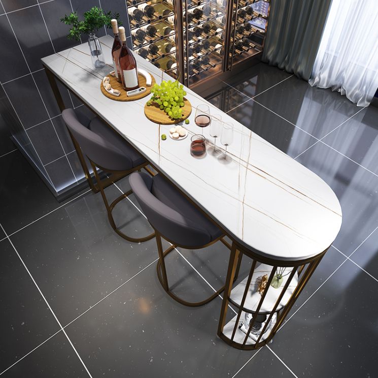 Low Back Bar Stools Glam Metal Dining Stools with Metal Base