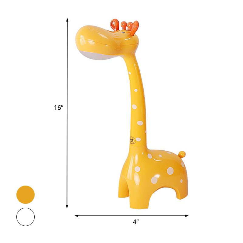 Plastic Giraffe Desk Lamp Kids 1-Head White/Yellow Nightstand Lighting for Children Bedroom