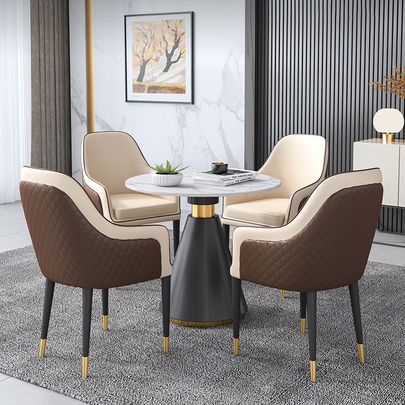 Moderne runde Form Küche Esstisch Sintered Stone Top Esstisch mit Sockelbasis