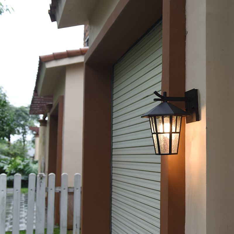 Retro Style Glass Wall Light Geometric Single Light Wall Sconce for Outdoors