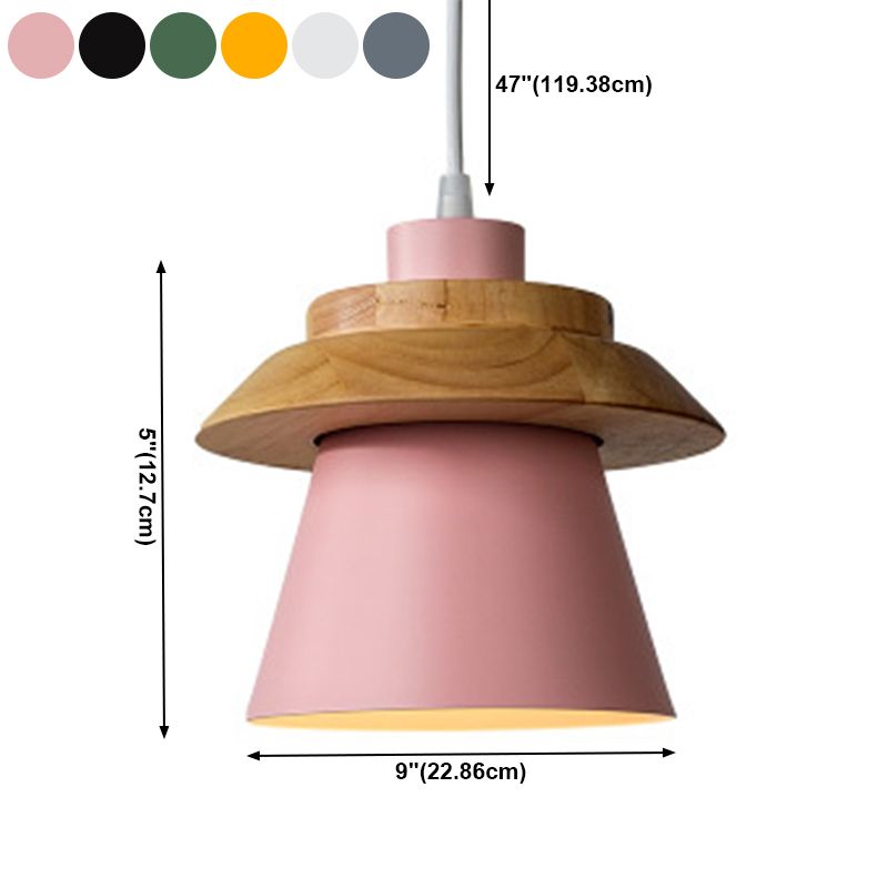 Lampe suspendue de macaron géométrique à pendentif unique nordique moderne avec ombre en fer