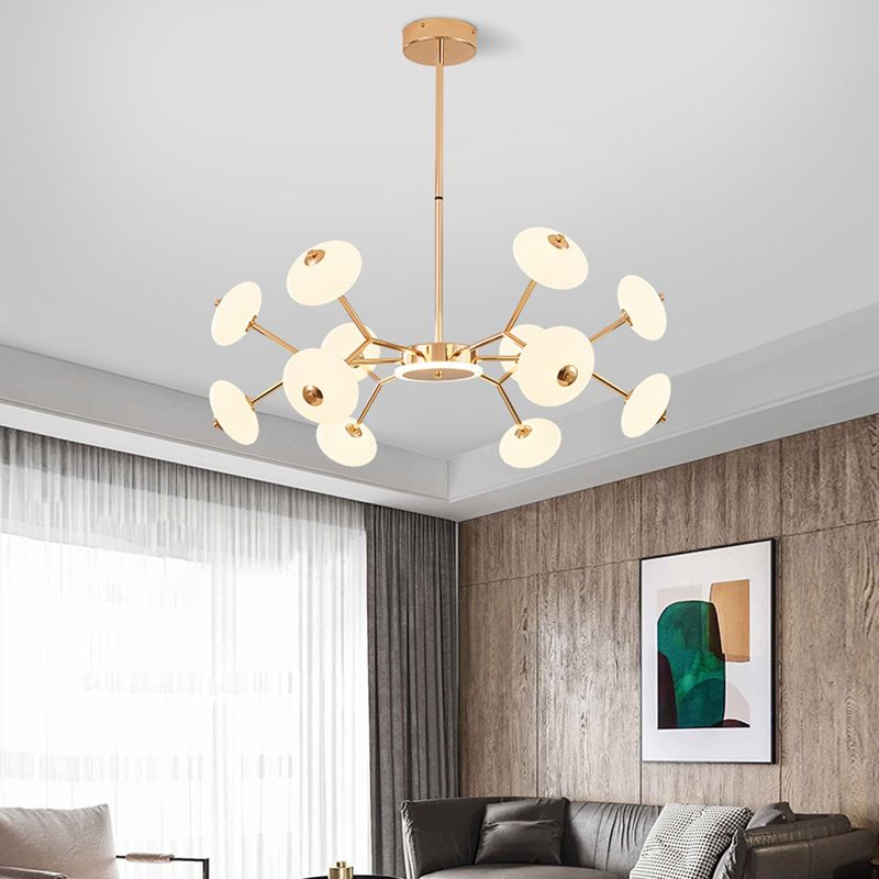 Bean Shaped Chandelier Minimalist Acrylic Bedroom LED Hanging Ceiling Light in Gold