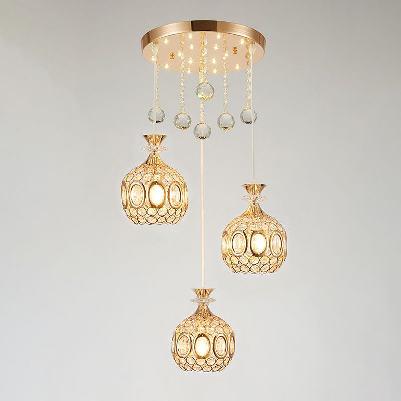 Cluster à ananas doré Éclairage pendentif éclairage moderniste cristal de lampe suspendue