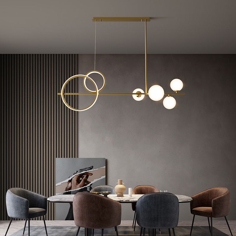 Modern LED Island Lighting Linear Glass Chandelier Light Fixture for Dining Room