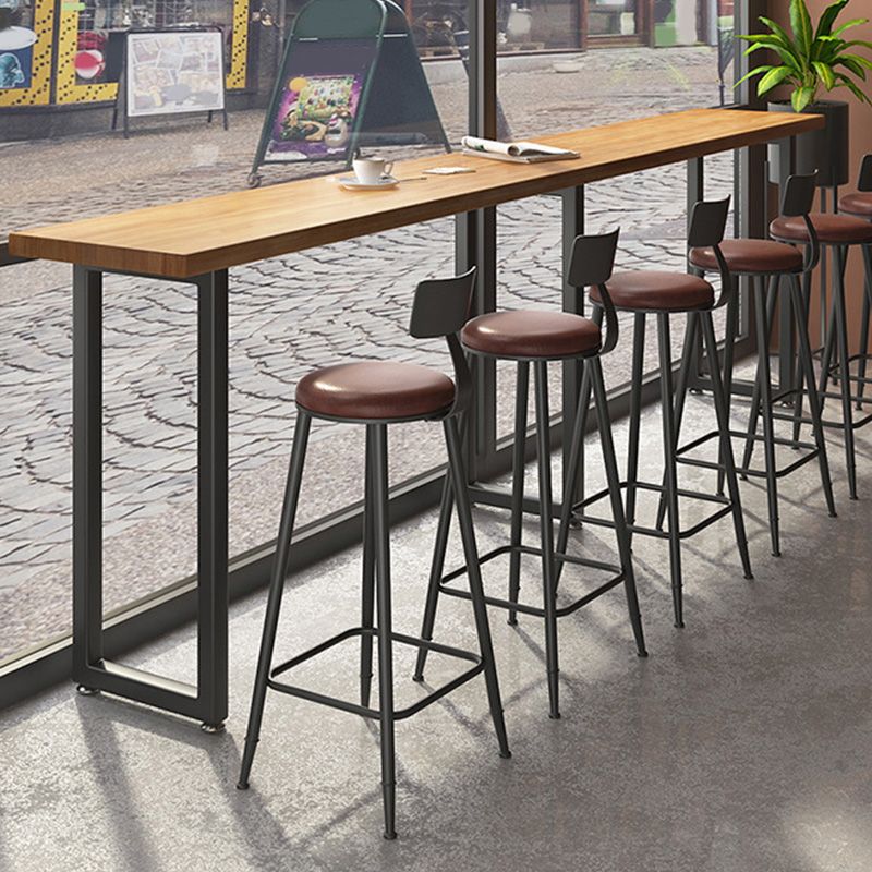 Modern Bar-height Table with Black Base Kitchen Wood Bar Table
