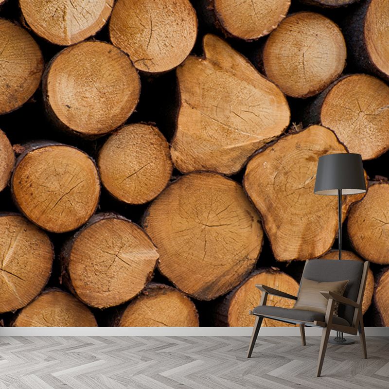 Wood Texture Industrial Style 3D Print Mural Mildew Resistant for Room