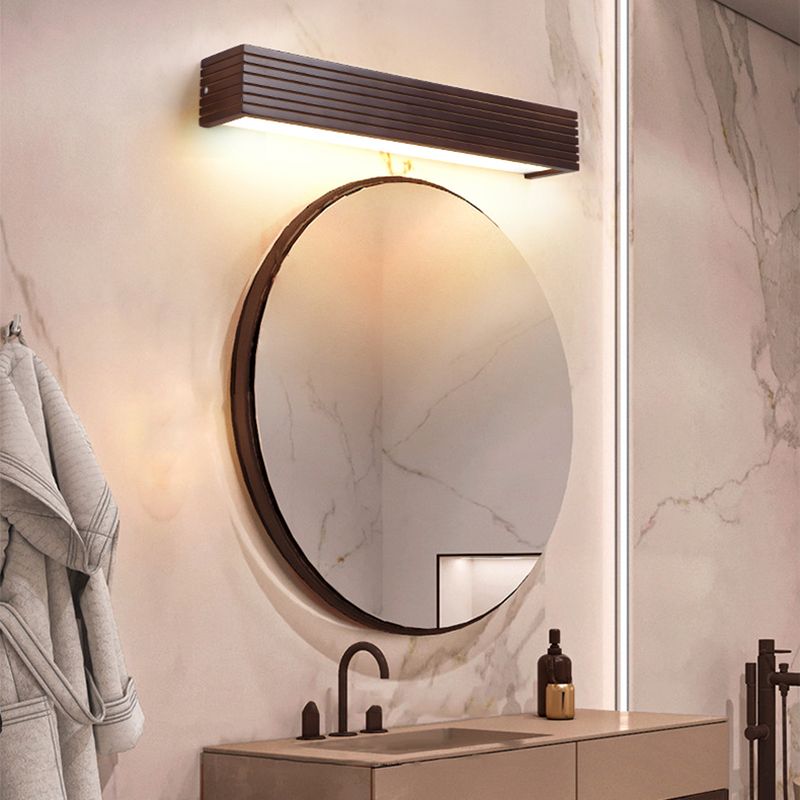 Lámpara de tocador LED de forma de tocador de madera de goma de estilo nórdico para dormitorio