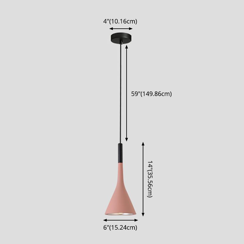 Aluminum Trumpet Shaped Pendant Light Nordic 1 Bulb Suspended Lighting Fixture