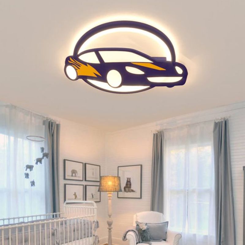 Plafoniera per auto sportiva, cartone animato creativo, acrilico, camera da letto per ragazzi, illuminazione da incasso in blu