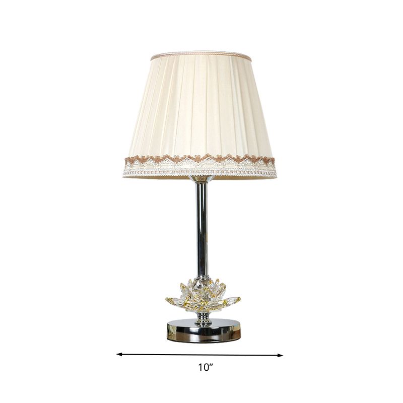 Mesa de noche de dormitorio de barril Luz de estilo de estilo tradicional 1 lámpara de mesita de noche blanca clara con acento de cristal