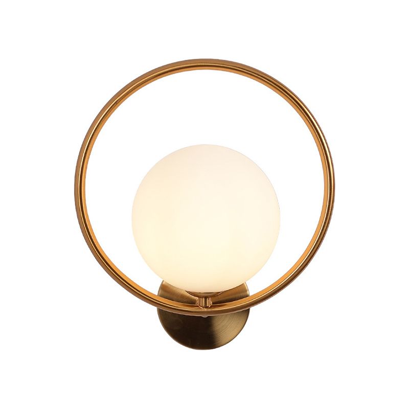 Glass Ball Shape Wall Light Modern Style 1 Light Wall Light Sconce in Gold