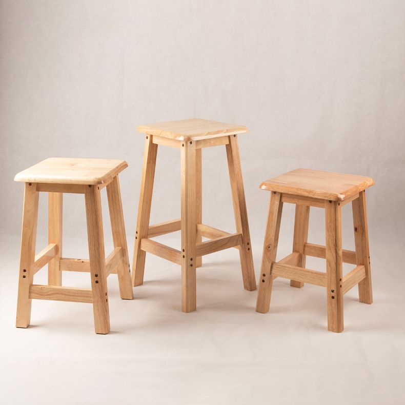 Contemporary Backless Square Seat Indoor Solid Wood Bar Stool