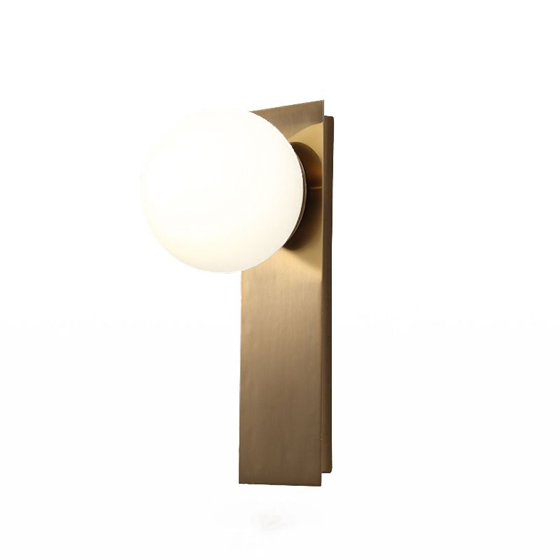 White Modern Metal Wall Sconce Ball Shape Wall Light with Glass Shade for Bedroom