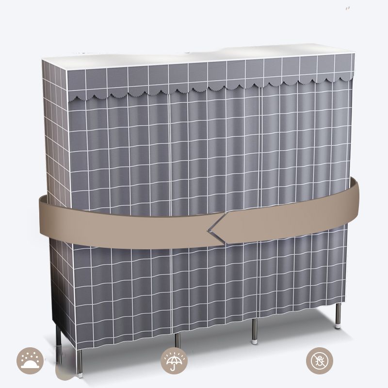 Contemporary Style Metal Wardrobe 2-Shelves Wardrobe Closet for Bedroom