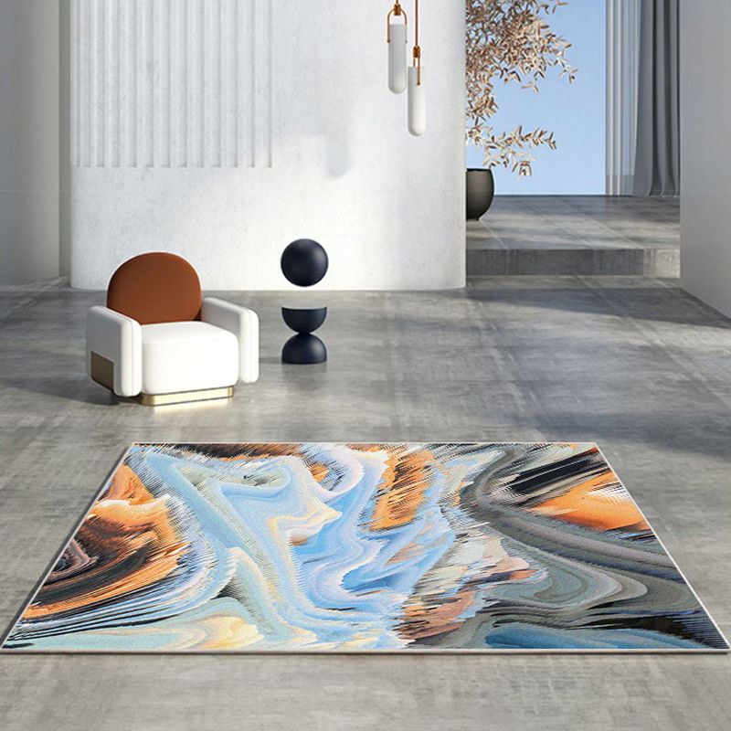 Brown Abstract Pattern Rug Polyester Modern Rug Washable Rug for Living Room