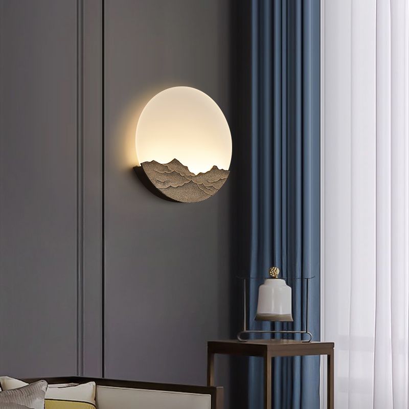 Circle Modern Wall Light Acrylic Grey 1-Light Wall Mount Light for Bedroom