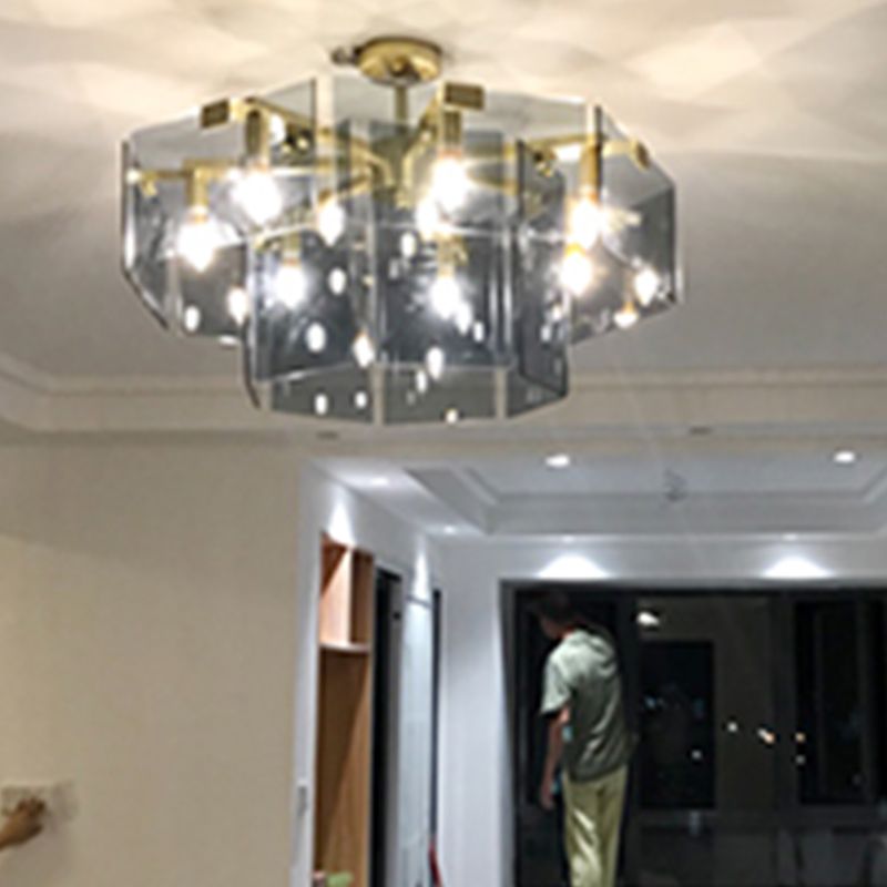 Moderner Stil Gold Kronleuchter Leuchte Geometrie Formglas hängendes Licht