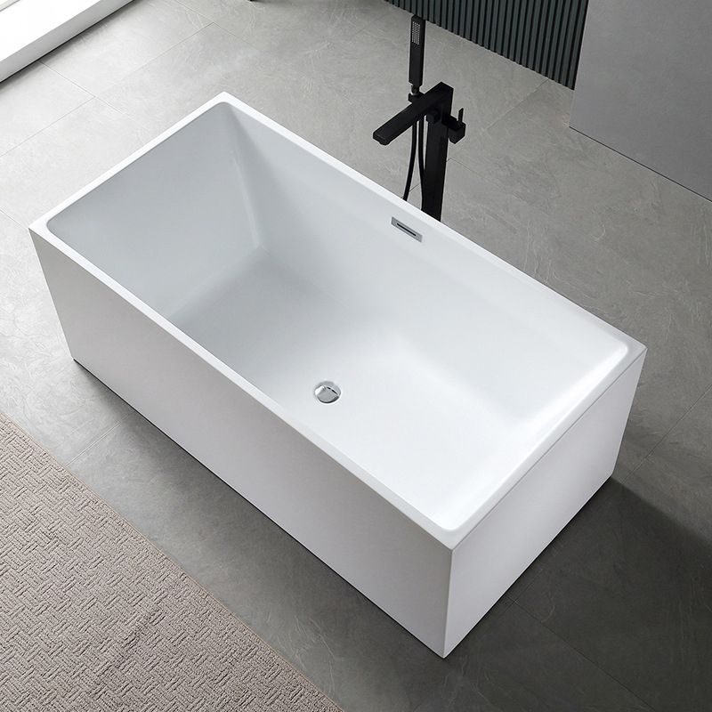 Flat bottom Acrylic Bathtub Soaking White Internal Drain Tub