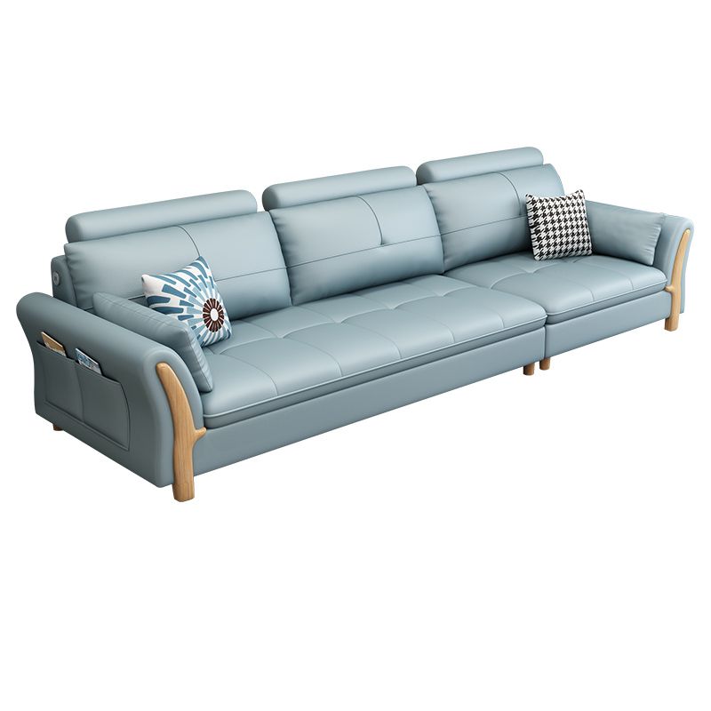 Flared Arm Sectional with Adjustable Headrest and Pocket Storage for Living Room