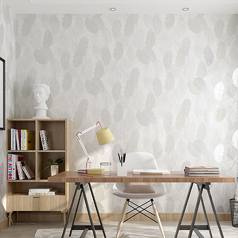 Contemporary Glossed Leaves Wallpaper Abstract Decorative Non-Pasted Wall Covering, 20.5-inch x 31-foot
