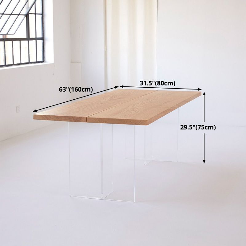 Pine Wood Dining Table Rectangle Dining Table with Sled Base
