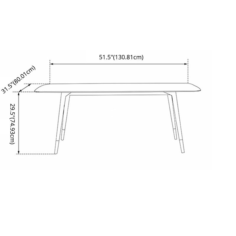 Scandinavian Style Rectangular Black Legs White Slate Dining Table Set with Base