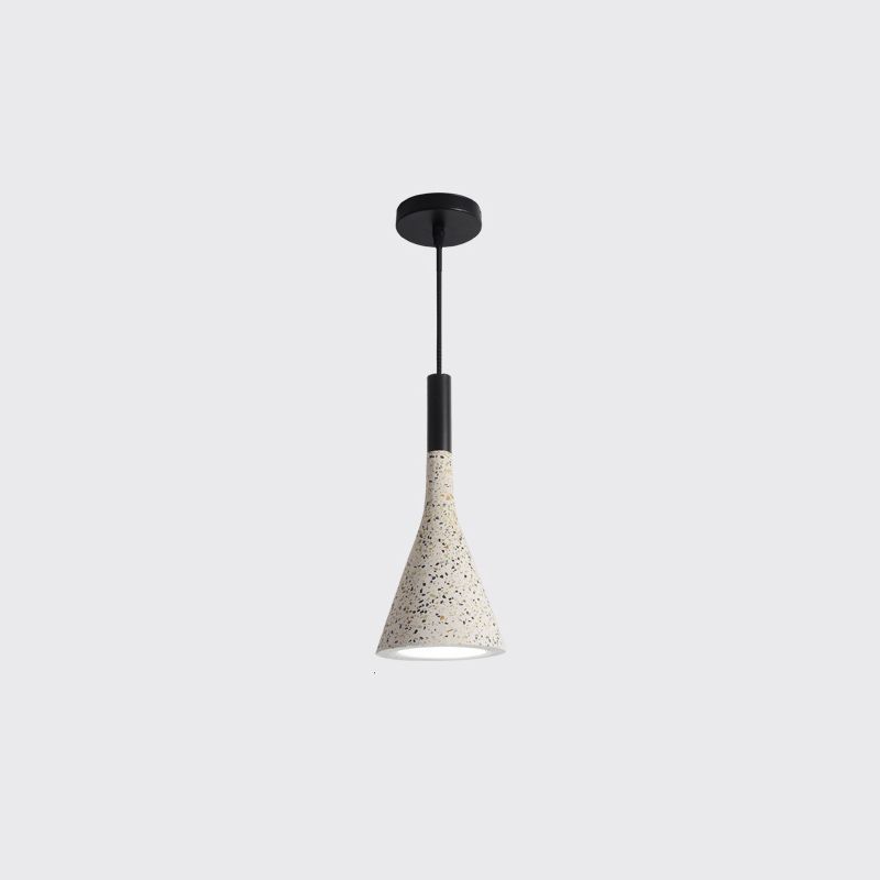 Geometrical Suspension Lighting Nordic Style Terrazzo Single-Bulb White Pendant Ceiling Light