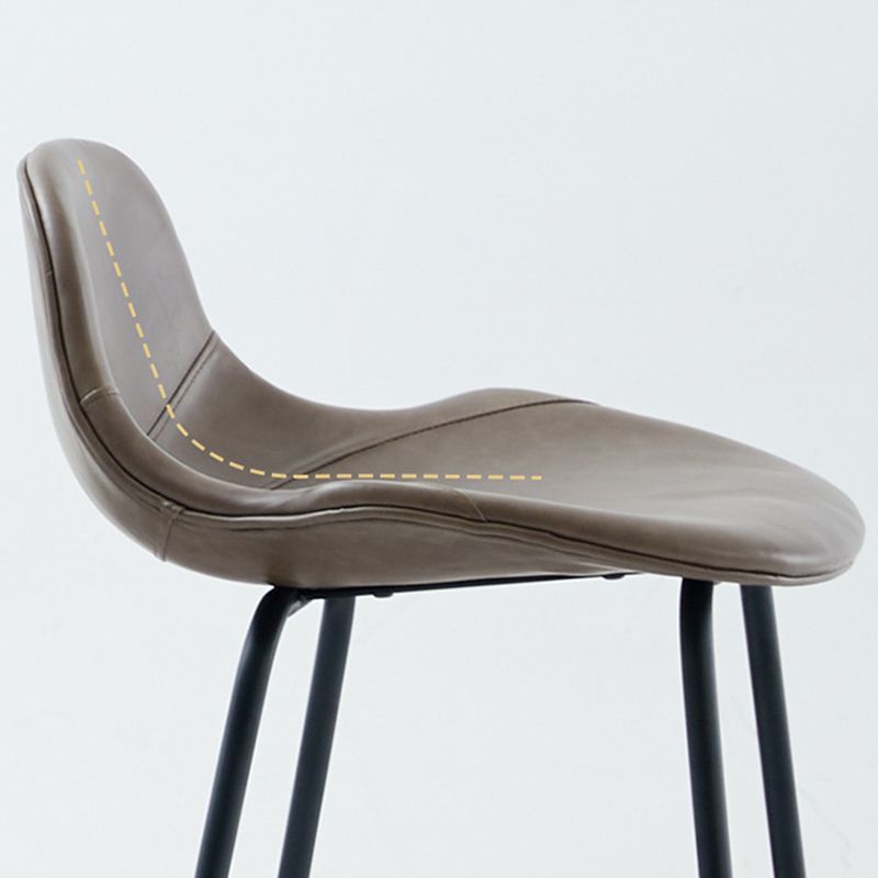 Modern Backrest Counter Stool Iron Bar Stool with Leather Cushion for Dining Room