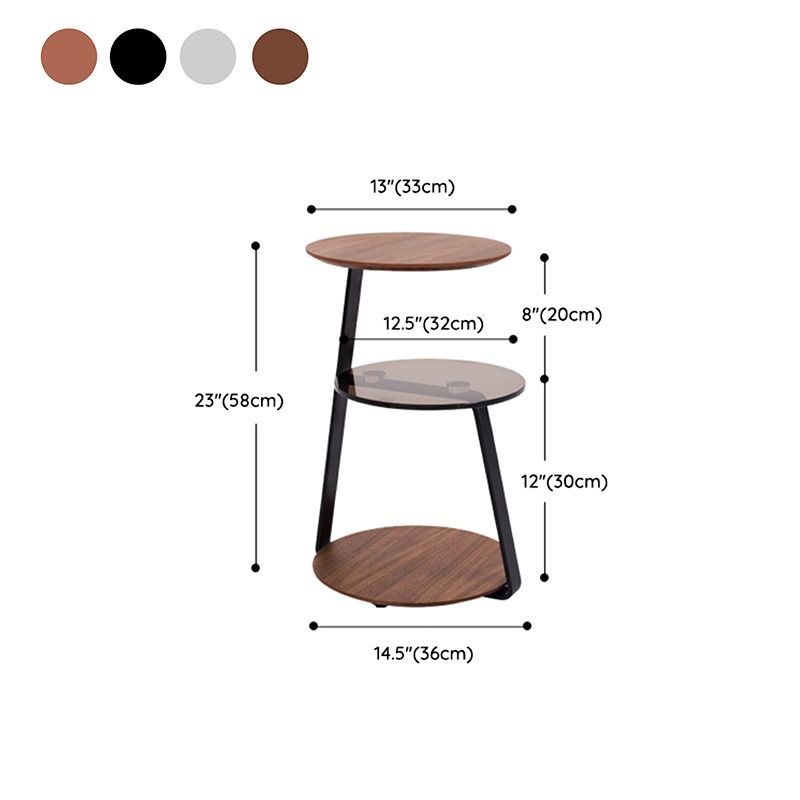 Modern Round Corner Table 3-Tier Side End Table with Storage