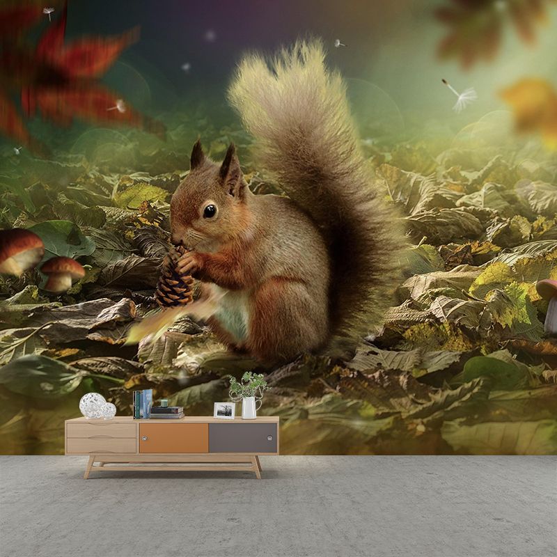 Photography Squirrel Mural Wall Decor Mildew Resistant Living Room Wall Mural Wall Art