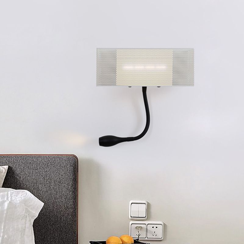 Metal de malla rectangular Flush Splique Modernismo Luz de pared LED en blanco con diseño rotativo