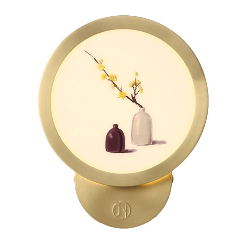 Flower Pot Bedside Wall Mount Mural Lamp Acrylic Minimalist LED Wall Lighting Fixture in Gold