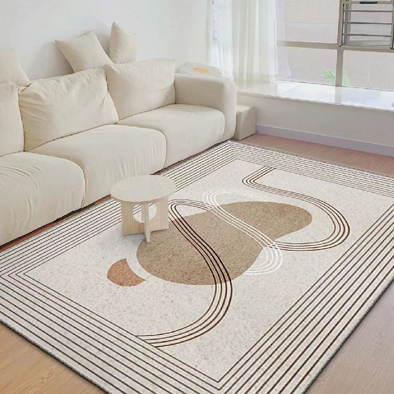 Light Grey Modern Rug Polyester Line Indoor Rug Stain Resistant Rug for Home Decor