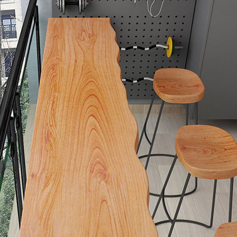 Modern Style Wood Bistro Bar Table Rectangle Metal Base Bar Table