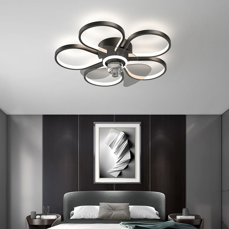 Nordic Style Metal Ceiling Fan Lamp Geometry Circle Ceiling Fan Light for Bedroom